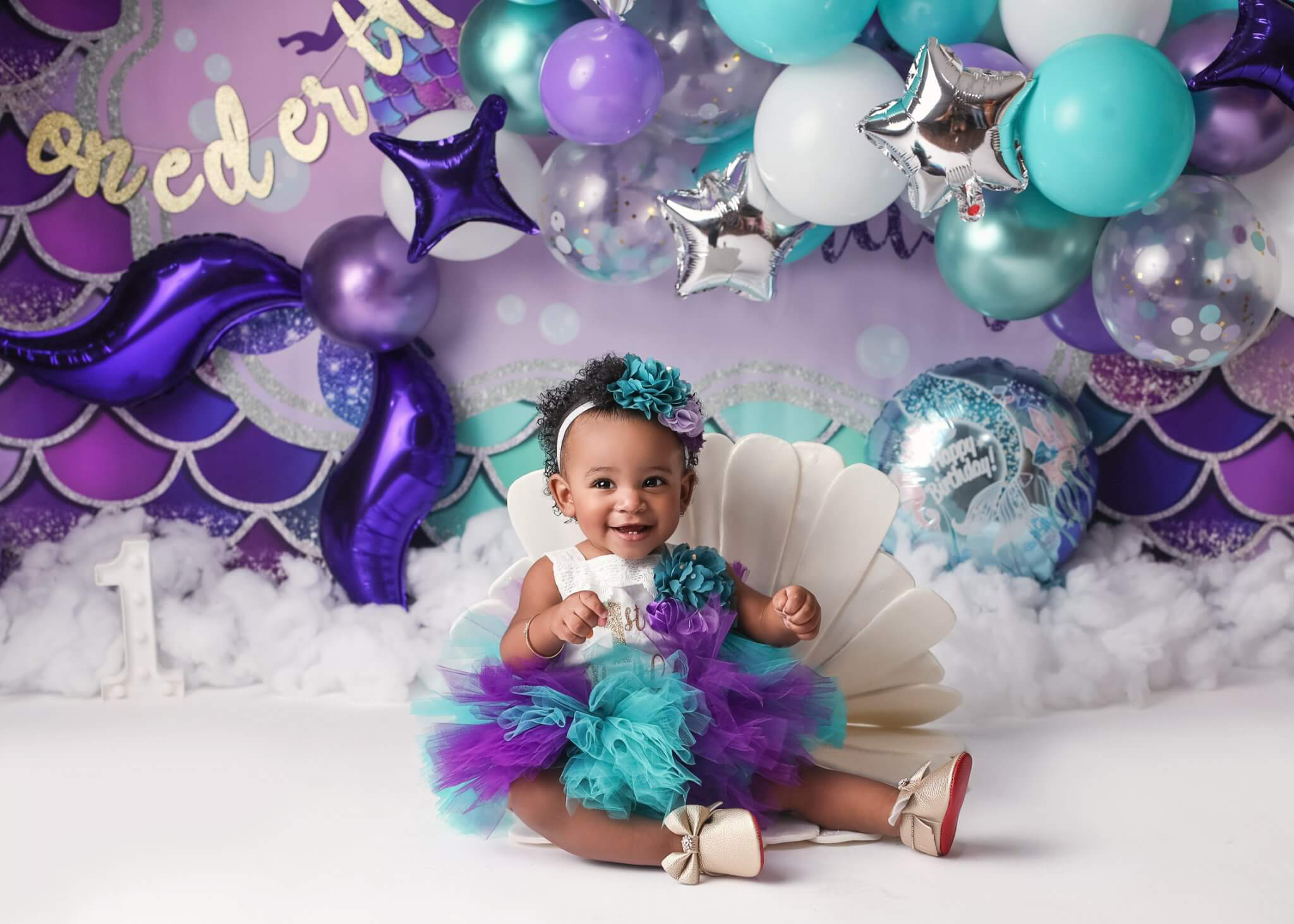 Little Mermaid 1st birthday photo shoot in Denver, Colorado.