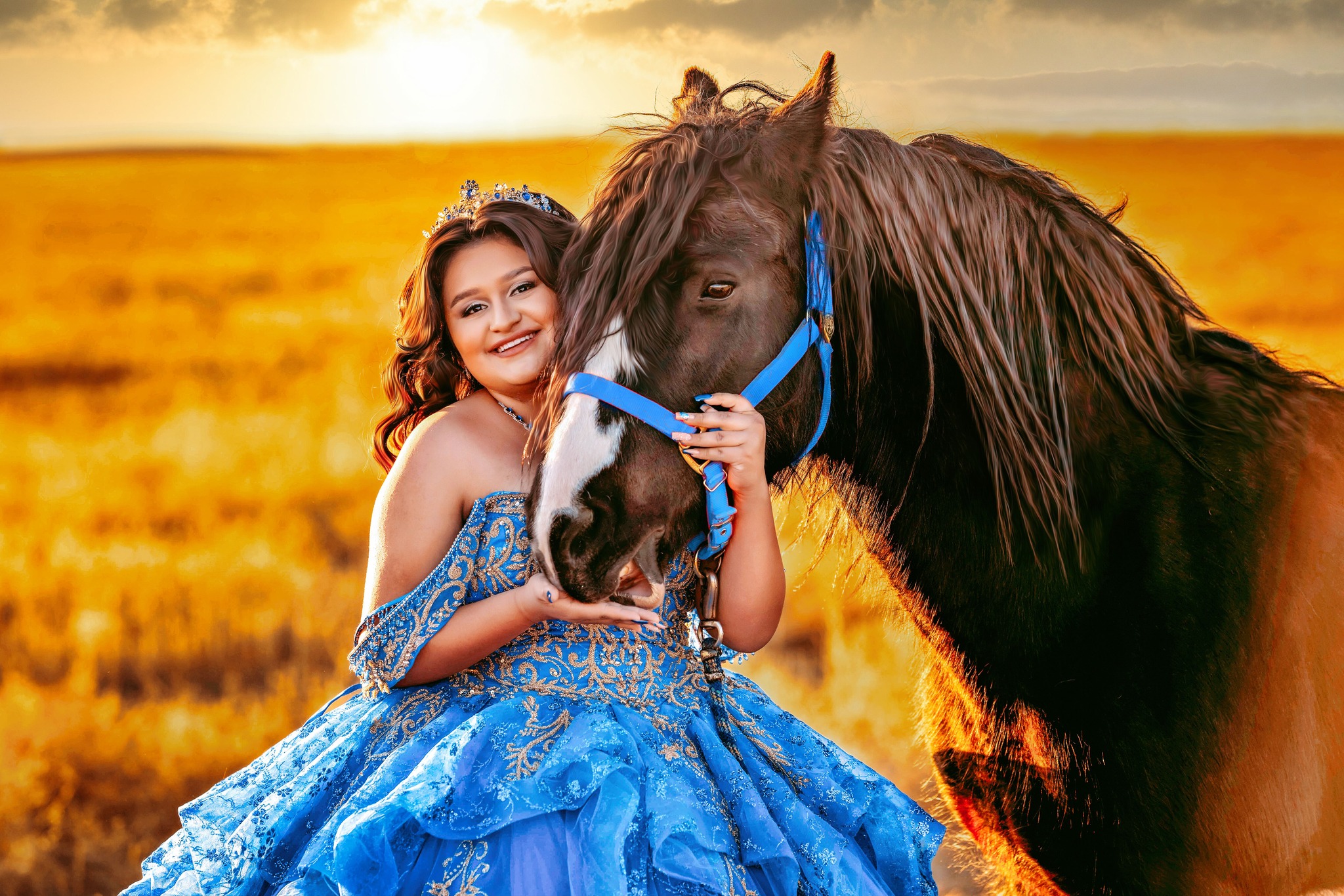 Gorgeous 16-year-old posing with her prized stallion after her Arvada horseback riding experience.